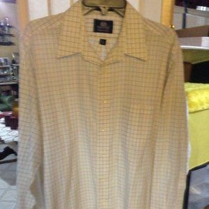 White and Multicolored Grid Design Dress Shirt